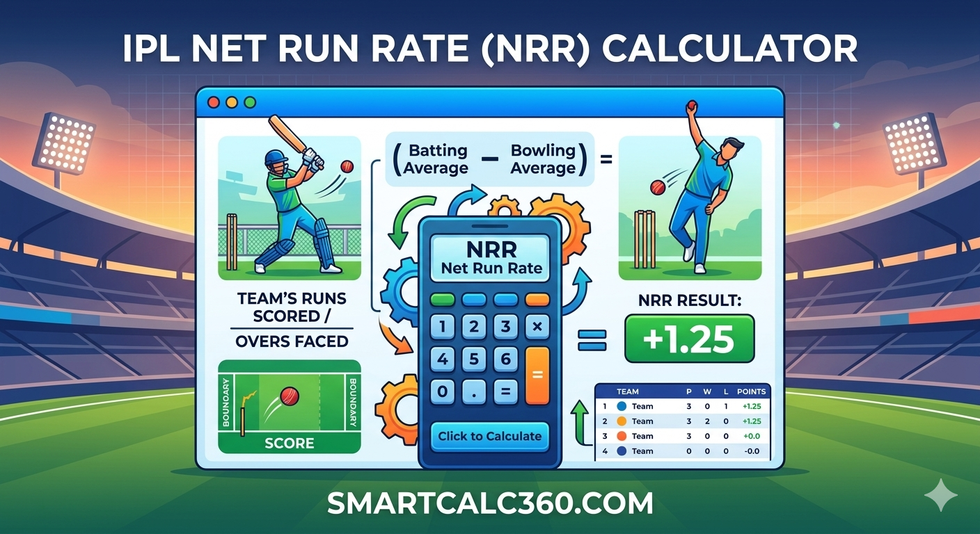 IPL Net Run Rate (NRR) Kya Hai? Net Run Rate Kaise Nikalein (Smart Calculator Tool) 1776079125280